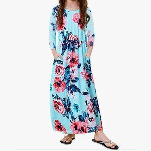 Girls Floral Maxi Dress with Pockets